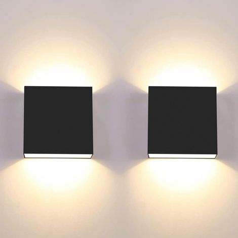 Zweiteilige LED-Wandleuchte, 6 W, moderne Innenwandleuchte, schwarze quadratische Wandleuchte 3000 K, geeignet für Schlafzimmer/Wohnzimmer.
