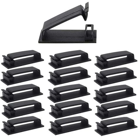 Packung mit 50 selbstklebenden Kabelclips, selbstklebenden Kabelorganisatoren, Kabelhaltern mit Sockel, geeignet für TV-, Computer- und Ethernet-Kabel, für den Einsatz auf dem Schreibtisch.