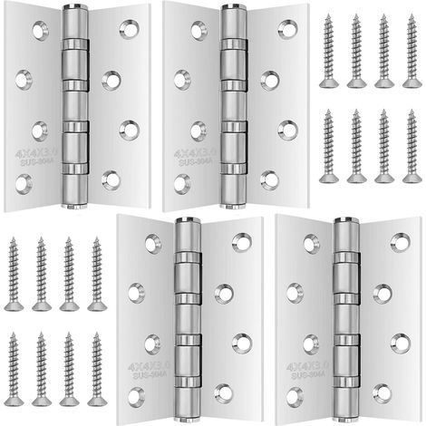 4 Charniere Inox 7 5x10cm 4 Charnière de Porte avec 32 Vis Charnière Plate pour Porte Armoire Meuble Fenêtre Charnière d armoire Est Fabriqué en Acier (1/4)