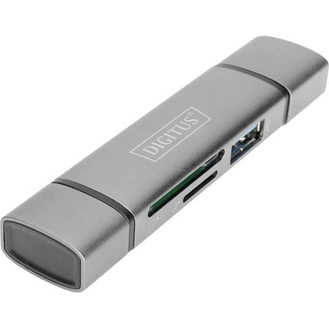 DIGITUS DA-70886 Combo Card Reader Hub (USB-C+USB 3.0) grau (1/4)