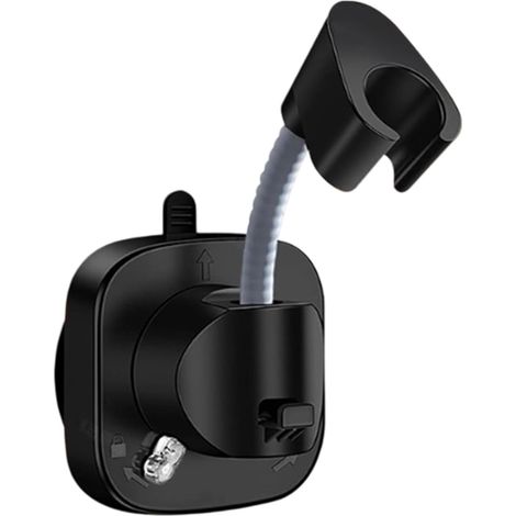Support mural pour pommeau de douche, fixation à ventouse pour salle de bain avec plateau pivotant en ABS pour une installation sans perçage sur verre lisse. (1/5)