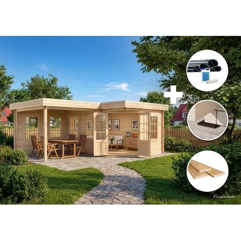 ECO Set - Abri de jardin pentagonal Pepe 40 Naturel , mm Épaisseur paroi 618 x 462 cm (1/5)