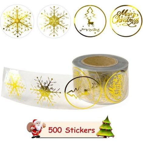 Christmas Stickers - Round - 500 Pieces - 2.5 cm - Kraft Paper (1/4)