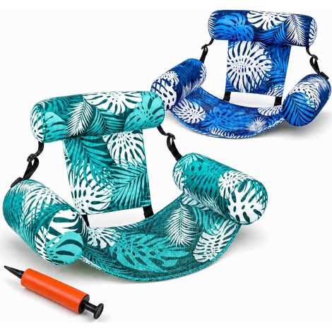 Ensemble de deux chaises hamac gonflables flottantes pour adultes Compatible avec les transats aquatiques Overwater Lounge, idéal pour se détendre au bord de la piscine et à la plage. (1/5)