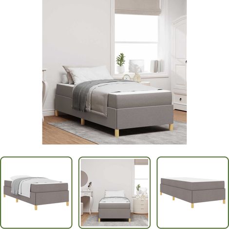 vidaXL Lit taupe - Cadre de lit avec matelas Taupe 80 x 200 cm tissu (1/5)