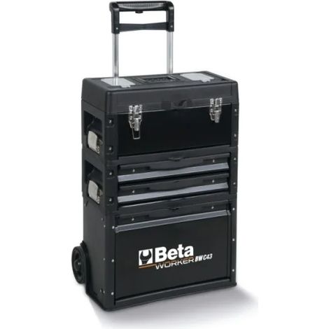 Beta – Chariot à outils modulaire 3 modules – Structure en tôle et plastique – Roues de 128 mm – Poignée télescopique réglable – Dimensions 82.7x52.6x32.3 cm (1/5)