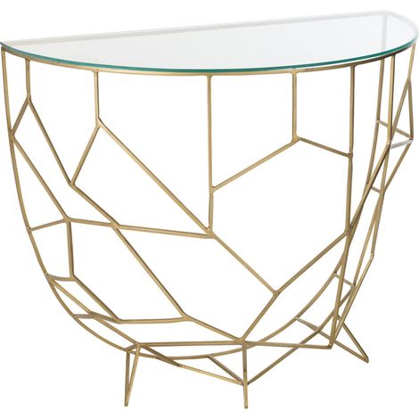 Console élégante en métal doré et verre pour entrée chic - Doré et verre transparent