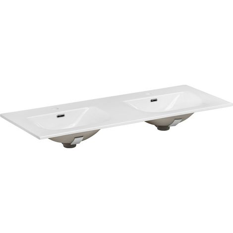Lavabo da incasso ESSEN 120 cm doppio lavabo ceramica bianco lucido
