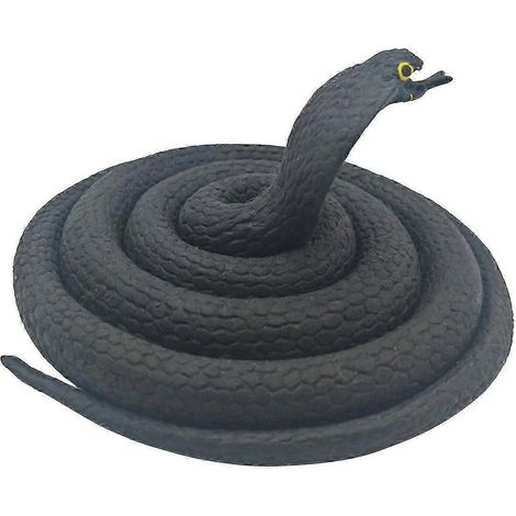 Grand serpent en caoutchouc, jouet serpent réaliste, faux serpent mamba noir de 80 cm, compatible avec les accessoires de jardin. (1/5)