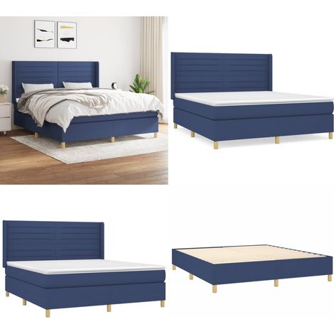 Boxspringbett mit Matratze Blau 160x200 cm Stoff - Boxspringbett - Doppelbett - Schlafraum - Blau - Bettenrahmen - Home & Living (1/5)