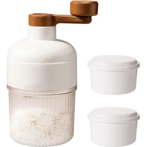 Machine à glace pilée manuelle portable avec 2 plateaux pour cônes de neige, slushies et cocktails, rasoir à manivelle en plastique pour usage domestique (broyeur à glace + bac à glace) (1/5)