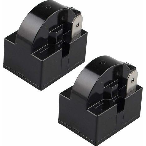 Lot de 2 relais de démarrage PTC à broche unique 15 Ohm 220 V pour réfrigérateur congélateur et compresseur Noir（1 pied）