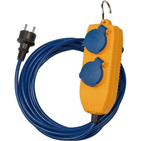 BRENNENSTUHL RALLONGE AVEC RÉPARTITEUR 4 PRISES (CÂBLE D'ALIMENTATION 5 M EN BLEU POUR UNE UTILISATION À COURT TERME EN EXTÉRIEU (1/3)