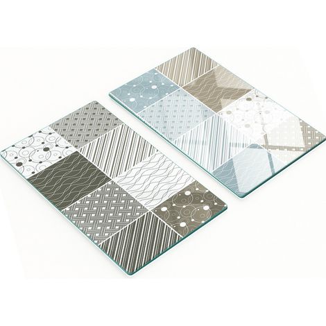 Taglieri decorativi in vetro temperato con motivo geometrico, 2x30x52 cm (1/5)