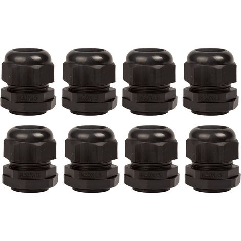 Paquete de 8 prensaestopas M40 x 1.5 IP68, con tuerca de bloqueo, prensaestopas impermeables, para jardín y garaje. (1/5)