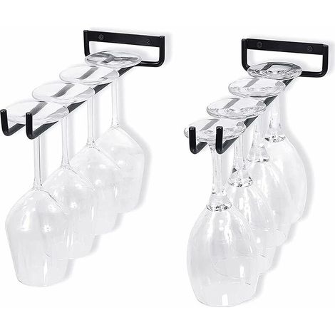 Pezzi Porta Bicchieri da Vino, Porta Calici, Porta Bicchieri da Vino, Porta Bicchieri da Bar Appeso per Espositore per Tazze per Bar da Cucina, 30 cm 1 Fila (Nero)