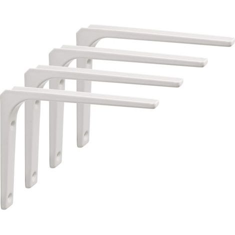 Equerre Etagere Murale, 4PCS Equerre Metal 150mm x 125mm Equerre Charge Lourde Support Etagere Murale Pour Deco Murale Cuisine Industri radiateur Montage Mural (Blanc) (1/5)