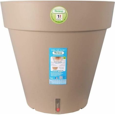 RIVIERA Pot de fleurs Loft avec reserve deau - Rond - O 50 x H 46 cm -Taupe (1/2)