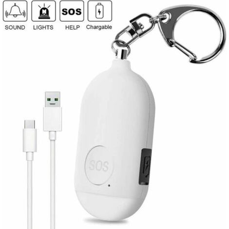 Alarme personnelle rechargeable USB 130 dB avec lampe torche LED, boîtier étanche et système d’alerte sonore, accessoire compact pour déplacements, voyage et sécurité personnelle (1/5)
