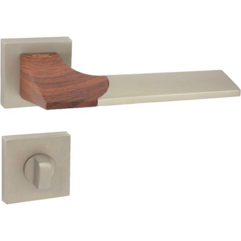DOMINO Poignée de porte LIKE QR M91/Bois WC Poignée avec rosace WC Nickel satiné (1/5)