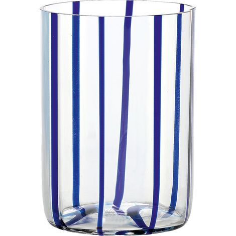 Zafferano Lot De 6 Gobelets Tirache En Verre Coloré Bleu, Design Artisanal Soufflé À La Bouche, Élégante Fabrication Manuelle Pour Table Sophistiquée