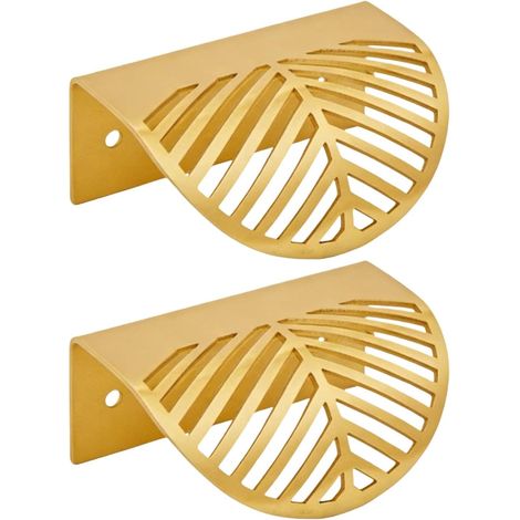 Poignées de tiroir en forme feuille d'or (lot 2, alliage zinc (1/5)