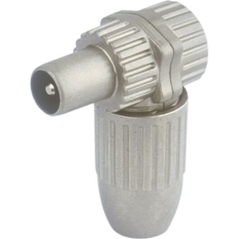 Connettore d'antenna coassiale in metallo. Electro DH. Angolato e schermato 10.532/MET 8430552098866