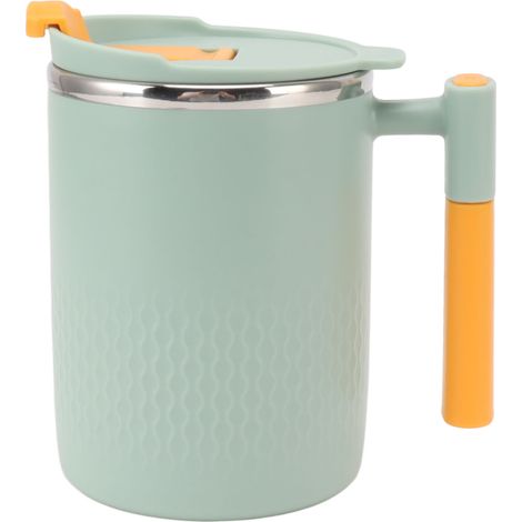 450-ml-Isolierbecher aus Edelstahl mit Deckel und Henkel, ideal für Büro, Schule und Zuhause, grüne Farbe (1/5)