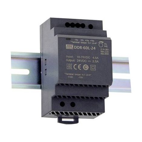 Mean Well DDR-60L-24 Convertitore DC/DC per guida DIN 24 V/DC 2.5 A 60 W Num. uscite:1 x Contenuto 1 pz.