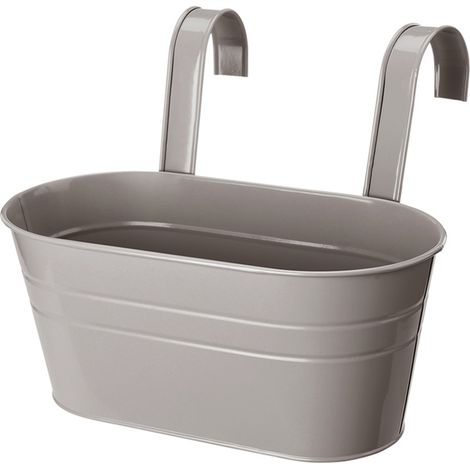 Maceta colgante [jardinera para balcón] - Maceta de metal gris - 28 x 16 cm - 2 unidades (1/5)
