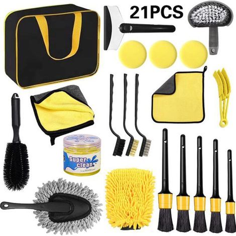 Brosse de Nettoyage Électrique Multifonction 21 Pièces (Sans Perceuse) pour Intérieur Voiture, Grilles d'Aération, Climatisation et Polissage de Pneus