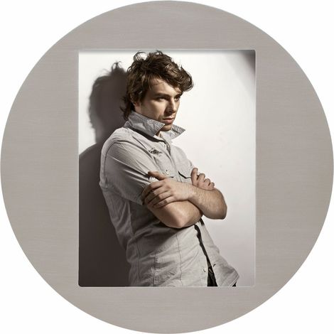 Cadre Photo Rond pour 1 Photo Bois Beige Diamètre 55 cm 30 x 40 cm