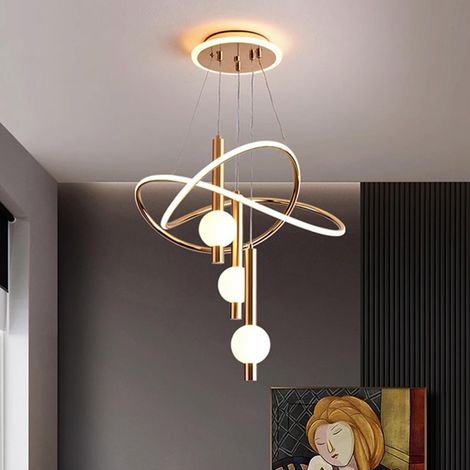 Lustre doré – 3 niveaux – Acrylique – Hauteur ajustable – 3 CCT – Sans télécommande – Salle à manger/îlot (1/5)
