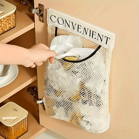 Sac de rangement en maille pratique pour la cuisine — Grande capacité, organisateur mural suspendu (1/5)
