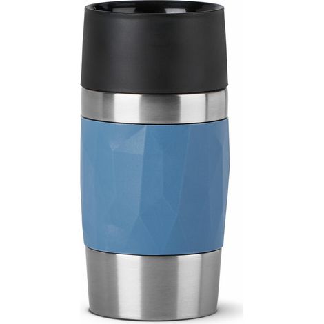 Emsa Isolierbecher Travel Mug Compact, Thermobecher, To-Go-Becher, Edelstahl, Blau, 300 ml, N2160200 (1/5)