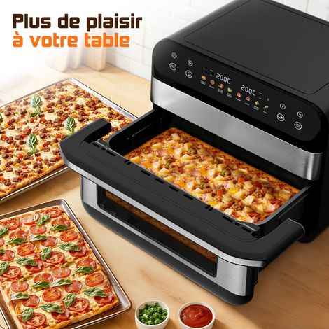 Authmic – Friteuse à air chaud sans huile 10L 2400W – Double zone indépendante – Écran tactile LED – Cuisson cyclonique 3D pour 90% de graisse en moins - ZONE 10 L