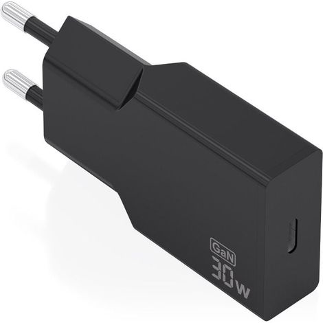 Cargador de pared gan aisens a110-1004/ 1xusb tipo-c/ 30w/ negro