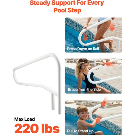Rampe Piscine 137x81 cm Main Courante Piscine Acier Inoxydable Charge 100 kg Barre d'Appui Sécurité pour Bords de Piscines, Parcs A… (1/5)