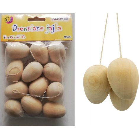Huevos de Pascua de madera de 4 cm, 12 unidades.