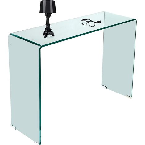 Console en verre trempé transparent, 100 x 75 x 33 cm. (1/4)