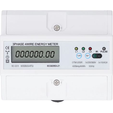Compteur d'énergie électronique triphasé à 4 fils, montage sur rail DIN 35 mm, compteur électrique numérique 220 V ou 380 V, 10 à 40 A-AquaForge (1/5)
