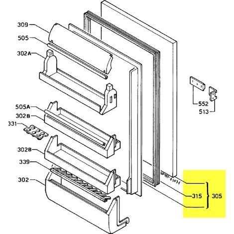 PORTE REFRIGERATEUR + JOINT MAGNETIQUE pour REFRIGERATEUR...