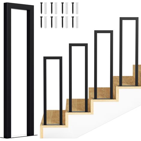 Swanew – Rampe d'escalier en acier au carbone 100cm – Revêtement antirouille – Largeur 20cm – Installation rapide sur béton et marbre (1/5)
