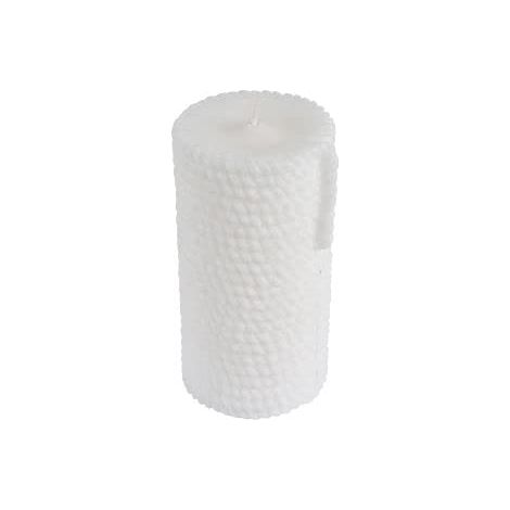 Bougie Cordage Pilier Ø7,3 x H14 cm Blue Wave Coloris Blanc