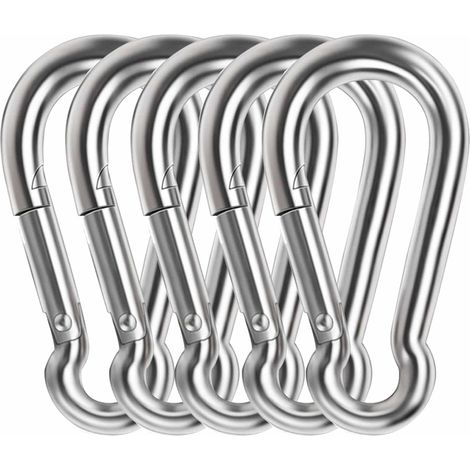 Hochleistungs-Karabinerhaken, Lsqurel 4-Zoll-Karabinerhaken aus Edelstahl 304, 5 Stück, große Karabiner für Hängematten, Schaukeln, Turnhallen usw., Tragkraft 880 lb (ca. 400 kg). (1/5)