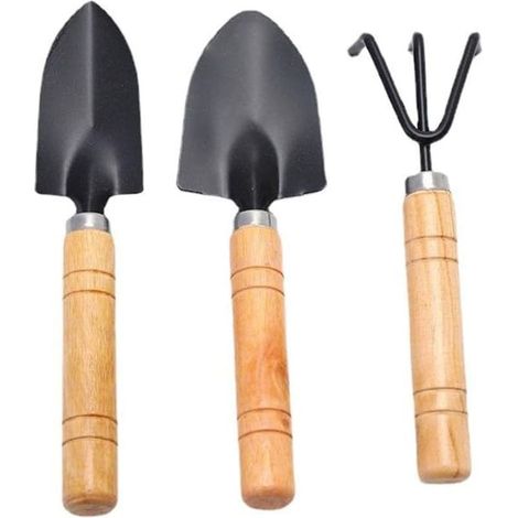 3 pièces Ensemble d\'outils Jardin Pelle, Jardin Manche en Bois pelles Jardin à Main pour bonsaï Outils Plantes (1/5)