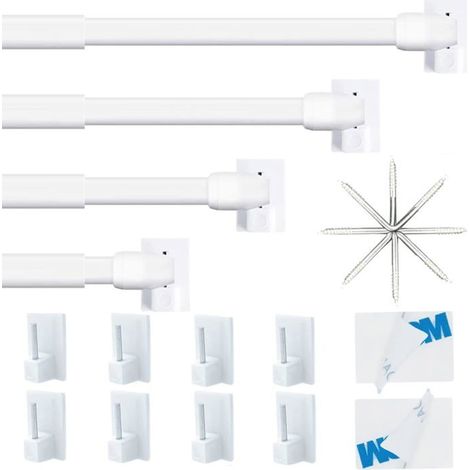 4 Pièce Barres De Vitrage Extensible Tringle Rideau Sans Percage Réglable Tringle A Rideau Pour Fenetre Pvc Pour Rideaux En Mai (1/4)
