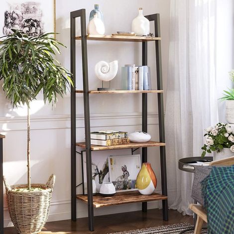 Etagère Sidney 4 tablettes - brun rustique/noir