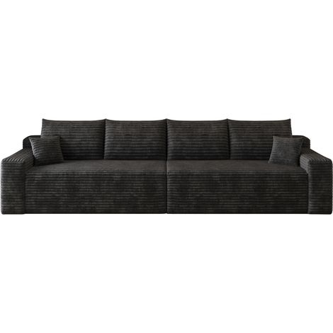 Modulares Sofa aus schwarzem Cord 302 cm, ohne Montage (1/5)