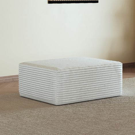 Canapé Modulable Chaise Lounge, Sans Montage, Tissu Côtelé Doux, Blanc (1/5)